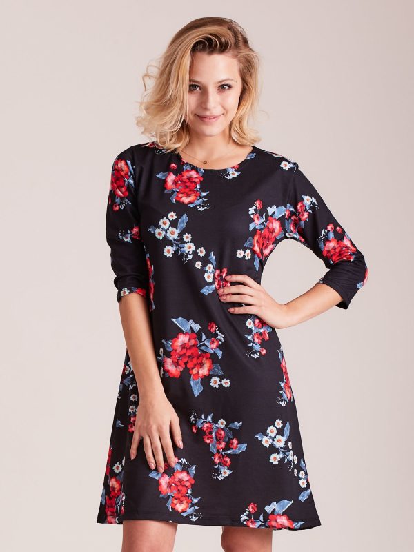 Wholesale Women's Black Floral Dress