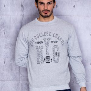 Wholesale Grey sweatshirt for men with baseball print