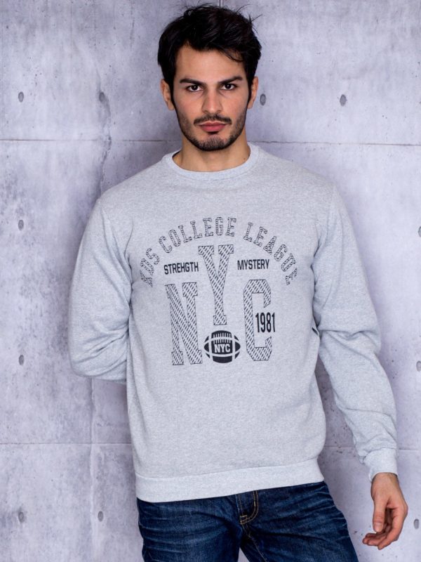 Wholesale Grey sweatshirt for men with baseball print