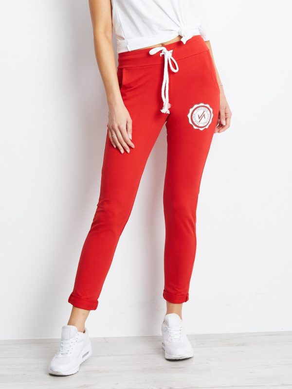 Wholesale Red women's sweatpants with tracksuits