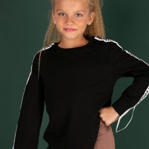 Wholesale Black asymmetrical sweatshirt for girl