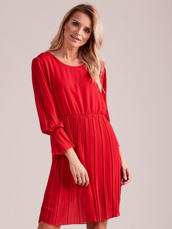 Wholesale Red Pleated Dress