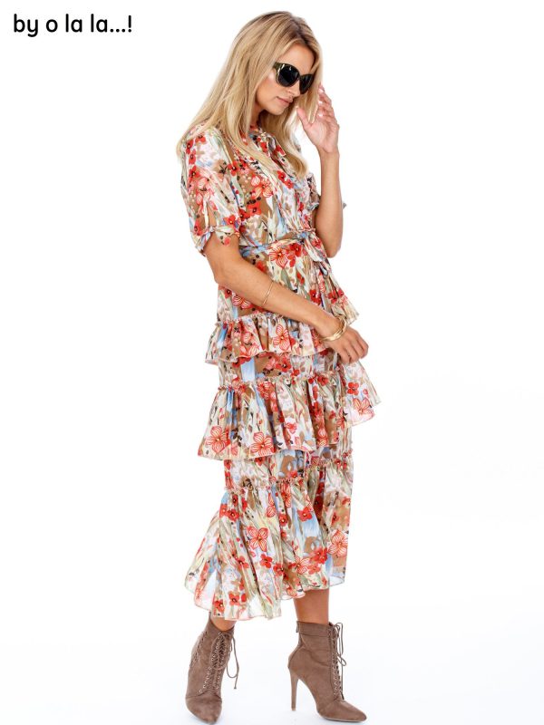 Wholesale BY O LA LA Floral dress with flounces