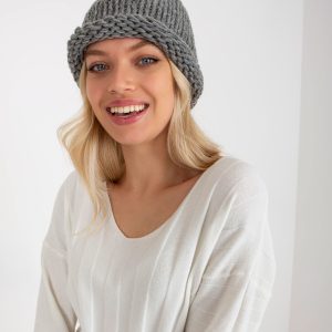 Wholesale Grey knitted hat for women with tassel