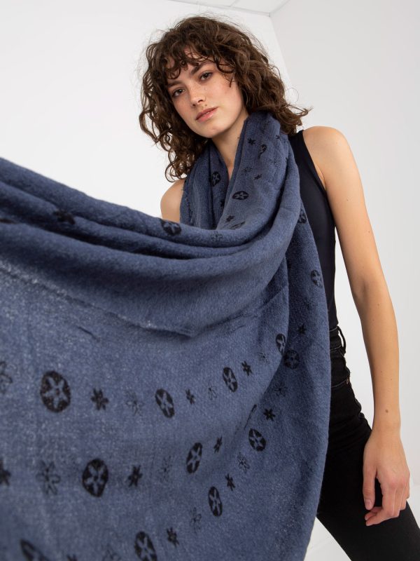 Wholesale Navy blue women's scarf with prints