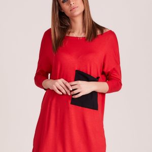 Wholesale Red tunic casual with pocket