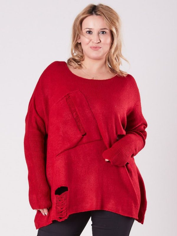 Wholesale Burgundy Plus Size Loose Sweater