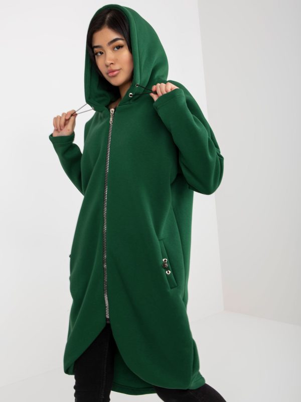 Wholesale Dark Green Basic Hoodie Tina RUE PARIS