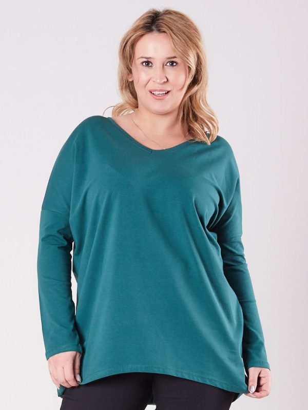 Wholesale Green V-neck blouse PLUS SIZE