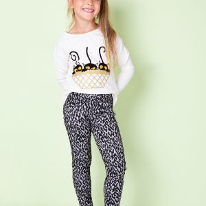 Wholesale Black and white leggings for girl with patterns