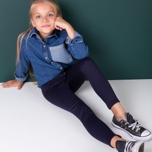 Wholesale Navy Blue Girl's Zippered Leggings