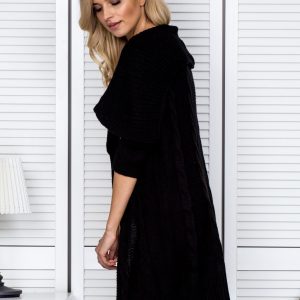 Wholesale Black Long Sweater With Loose Collar