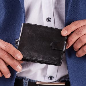 Wholesale Men's wallet leather with flip black