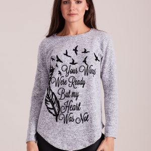 Wholesale Gray blouse for women with inscription