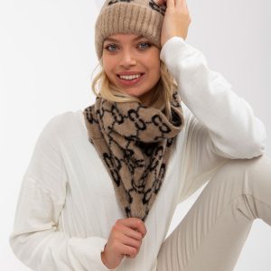 Wholesale Beige and Black Women's Winter Hat with Patterns