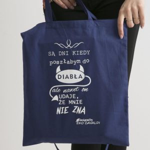 Wholesale Dark blue eco-friendly bag with funny sentence