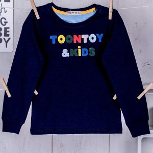 Wholesale Navy blue blouse for boy with emblazoned inscription