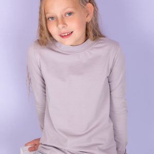 Wholesale Dark beige children's blouse with half turtleneck