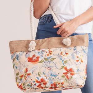 Wholesale Beige bag with colorful flowers