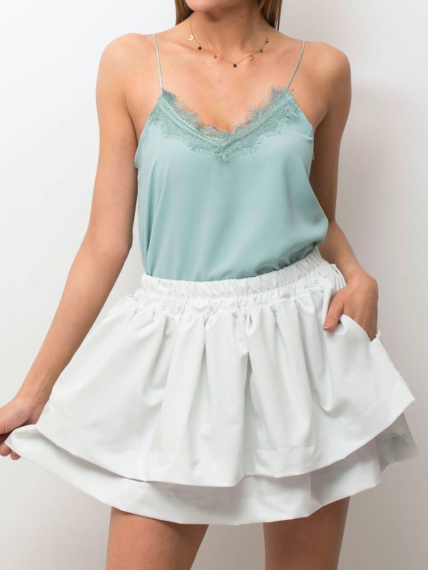 Wholesale Light blue skirt with layered ruffles