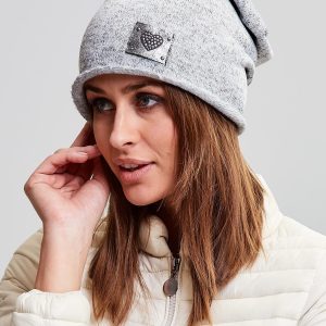 Wholesale Padded Cotton Beanie With Patch Light Grey