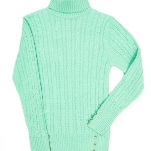 Wholesale Green sweater for girl with turtleneck