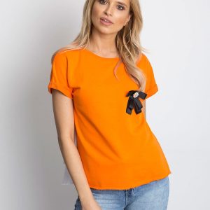 Wholesale Dark orange blouse with pin and shirt back