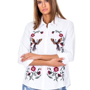 Wholesale White shirt in embroidered ethnic patterns