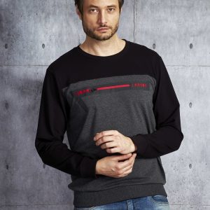 Wholesale Dark grey sweatshirt for men with zipper