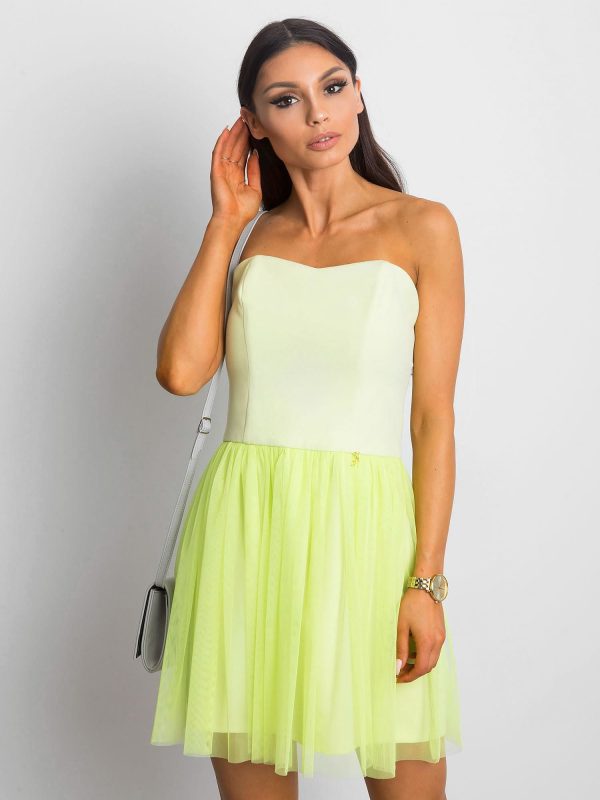 Wholesale Lime Strapless Tulle Dress