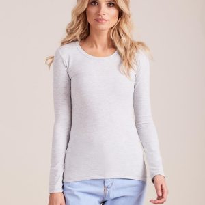 Wholesale Light Grey Long Sleeve Blouse