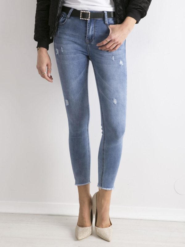 Wholesale Blue Women's High Waist Jeans