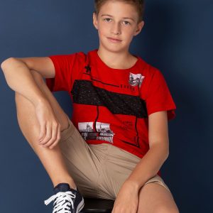 Wholesale Red t-shirt for boy with urban print