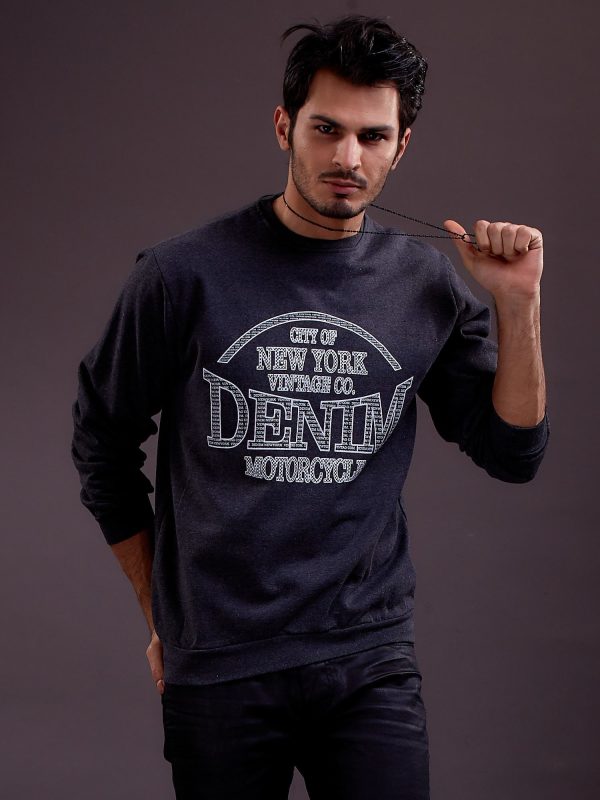 Wholesale Dark grey sweatshirt for men with inscription