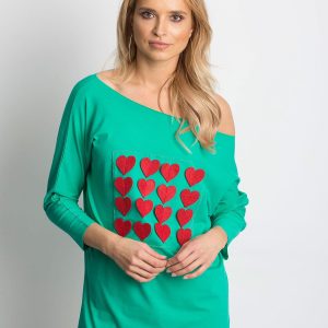 Wholesale Green blouse with heart patch