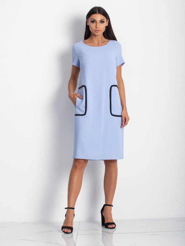 Wholesale Blue dress with pockets