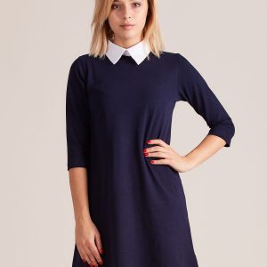 Wholesale Cotton dress with collar navy blue