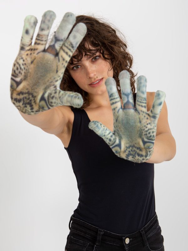 Wholesale Khaki Women's Printed Gloves