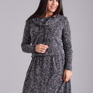 Wholesale Grey melange dress with stripes