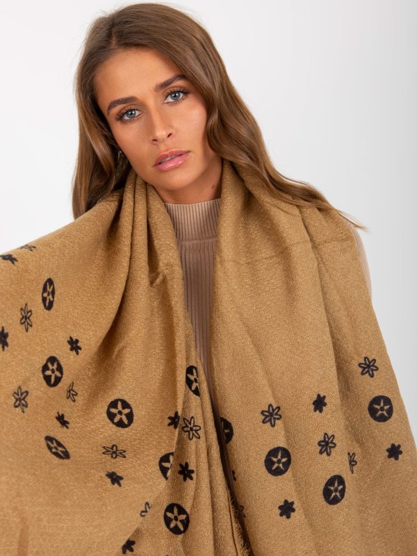 Wholesale Dark beige women's scarf with print