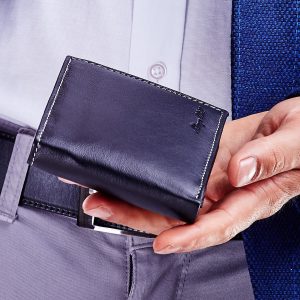 Wholesale Black wallet for man with embossing