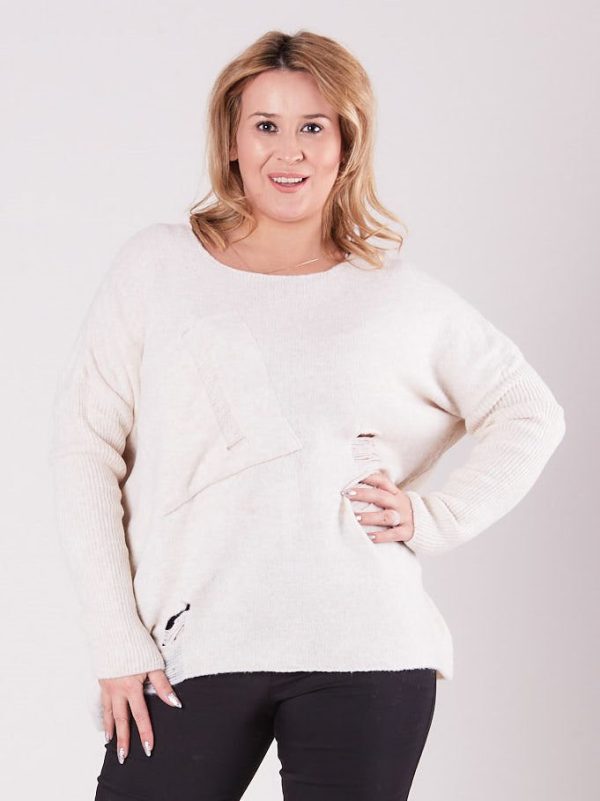 Wholesale Beige Plus Size Loose Sweater