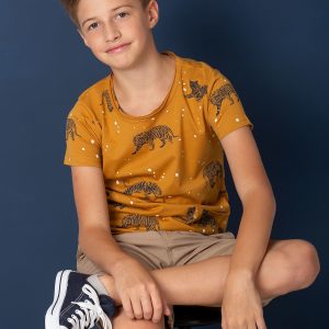 Wholesale Mustard t-shirt for boy in tigers