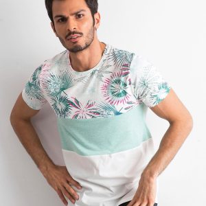 Wholesale Light green t-shirt with tropical print