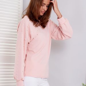 Wholesale Pale pink blouse decorated with pearls