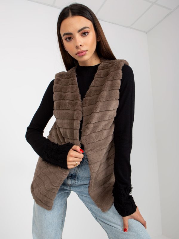 Wholesale Brown fur vest with Softy lining OCH BELLA