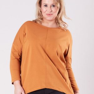 Wholesale Brown asymmetrical blouse for women PLUS SIZE