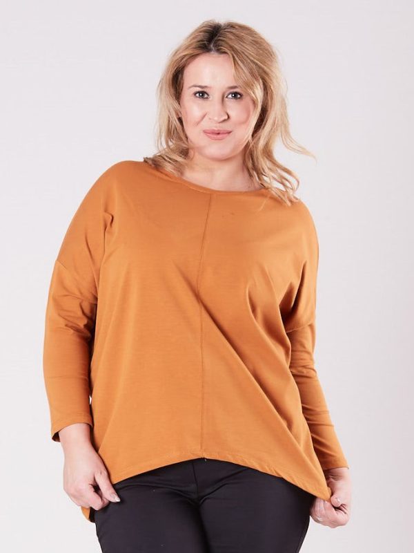 Wholesale Brown asymmetrical blouse for women PLUS SIZE