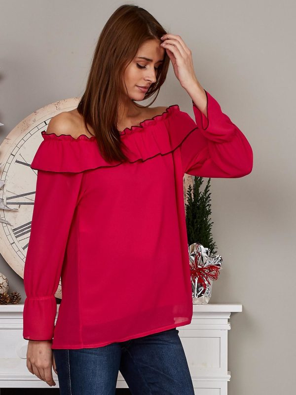 Wholesale Chiffon blouse spanish raspberry