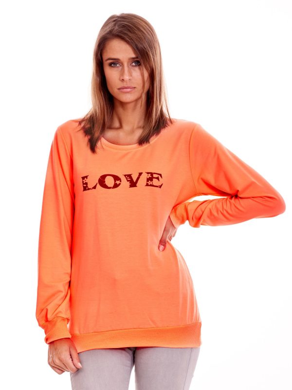 Wholesale Peach light sweatshirt with the inscription LOVE